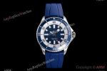 BLS Factory Breitling Superocean Cal.17 Movement 42mm Blue Face/Band White Gold Case Watch